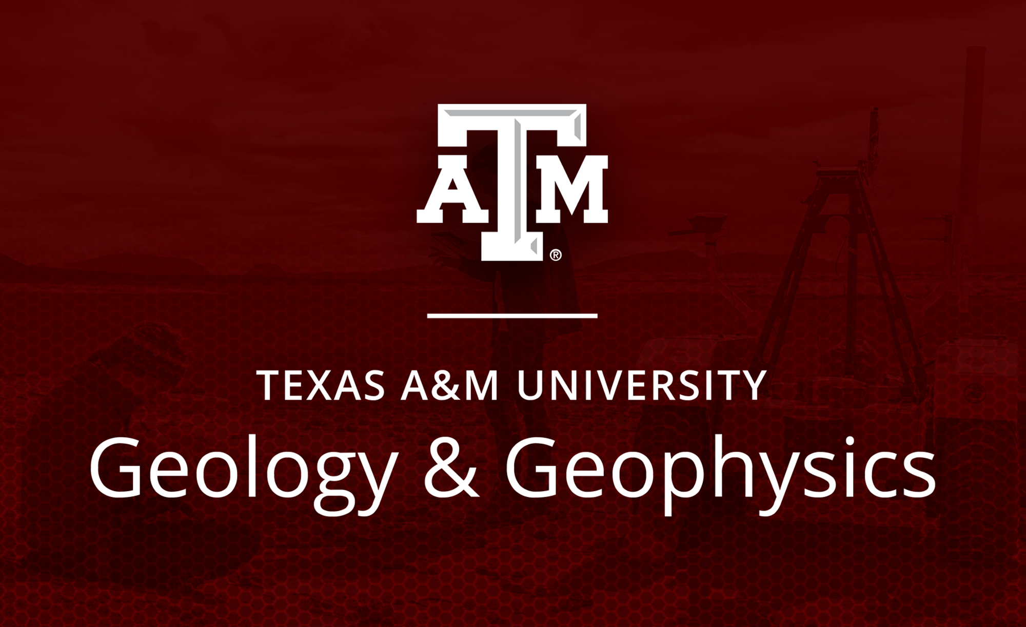 Texas A&amp;M Geology &amp; Geophysics logo on a maroon background