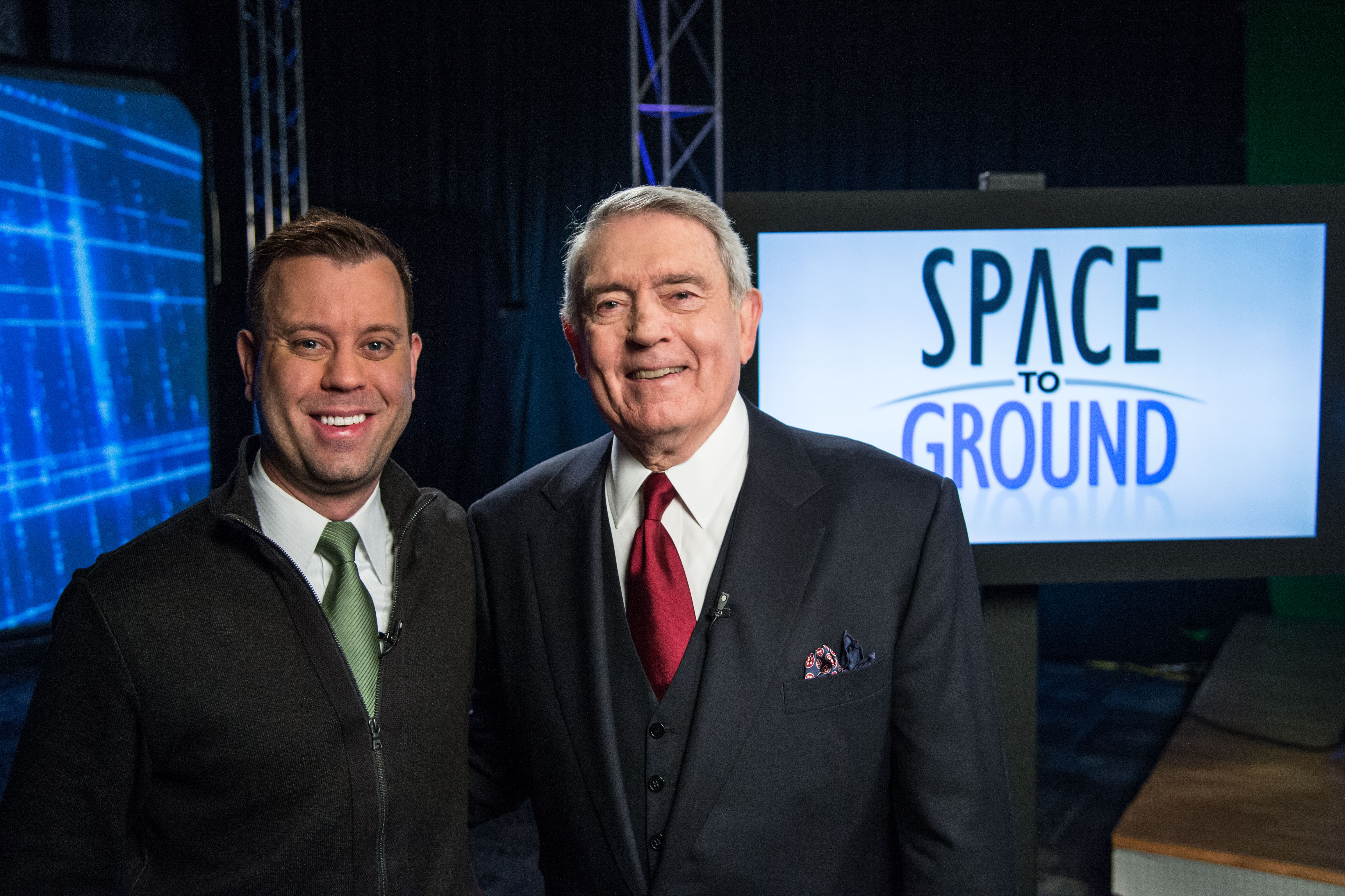 1999 Texas A&M journalism graduate Josh Byerly with legendary journalist and fellow Texan Dan Rather