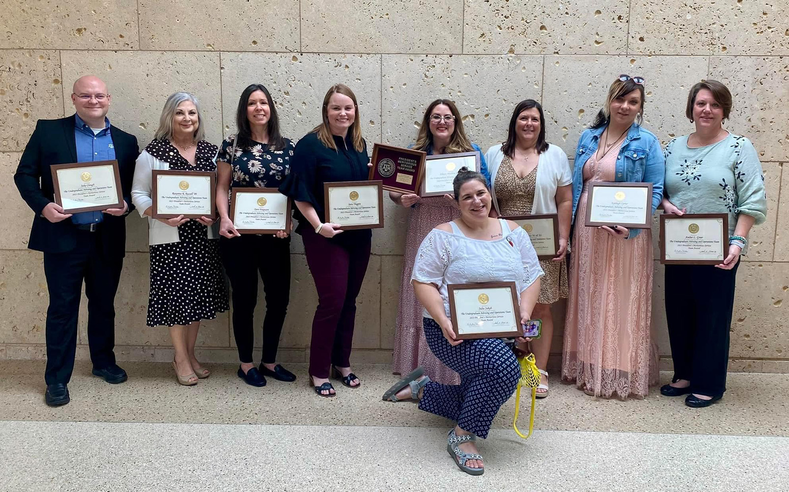 The Arts and Sciences Undergraduate Advising and Operations Team at the 2023 University Awards Ceremony in the Memorial Student Center on the Texas A&M University campus
