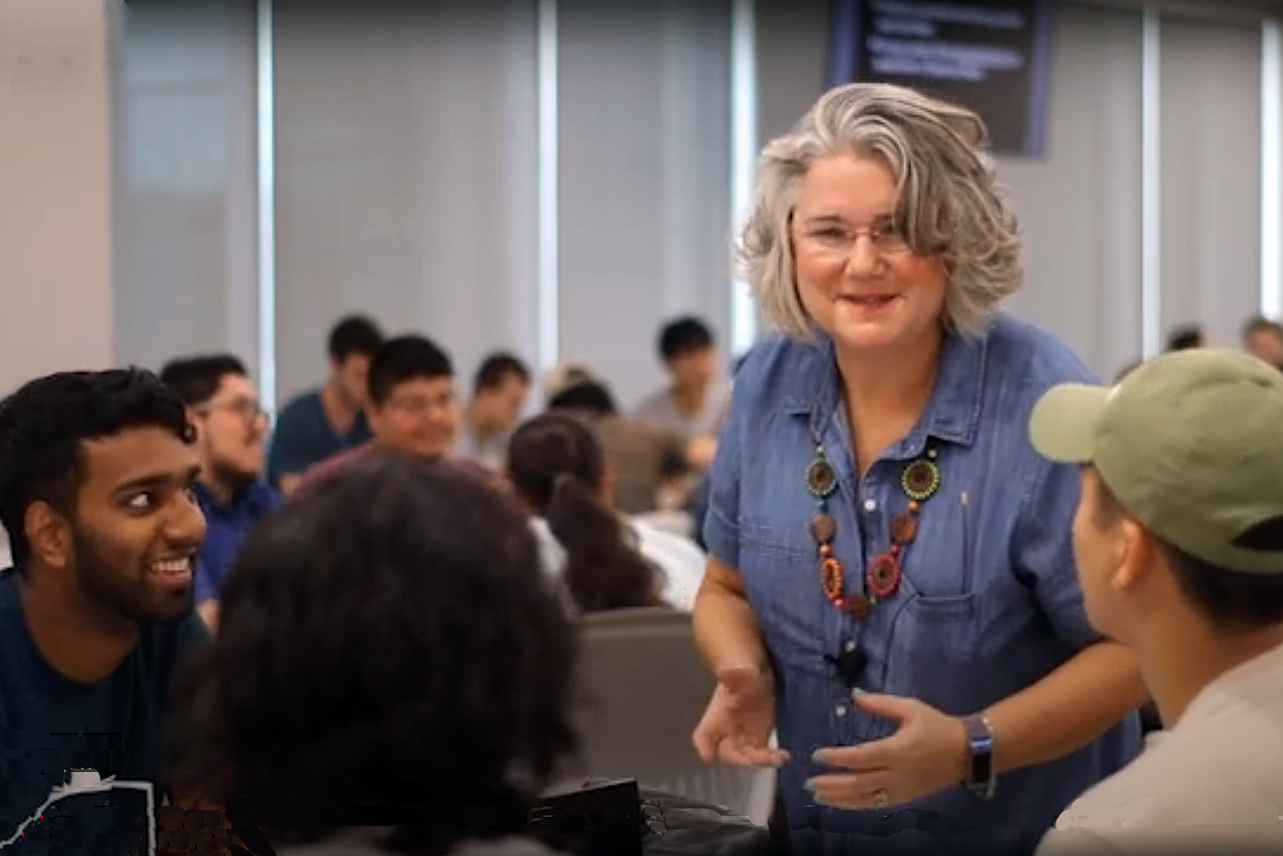Texas A&M anthropologist Catharina Laporte teaching engineering students enrolled in one of her classes at Texas A&M University