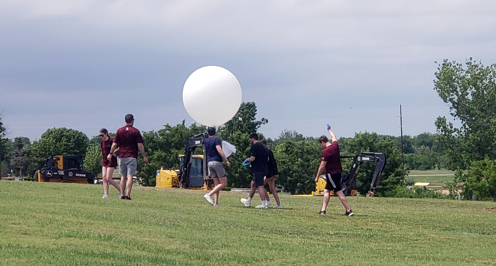 Texas A&M students launch a weather balloon in Lawton, Oklahoma
