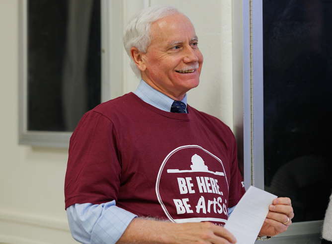 Texas A&M biologist Mark Zoran at the ArtSci Party at the Plaza in the Academic Building, held on Nov. 3, 2023