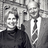 1940 Texas A&M University petroleum engineering graduate George P. Mitchell and his wife, Cynthia Woods Mitchell
