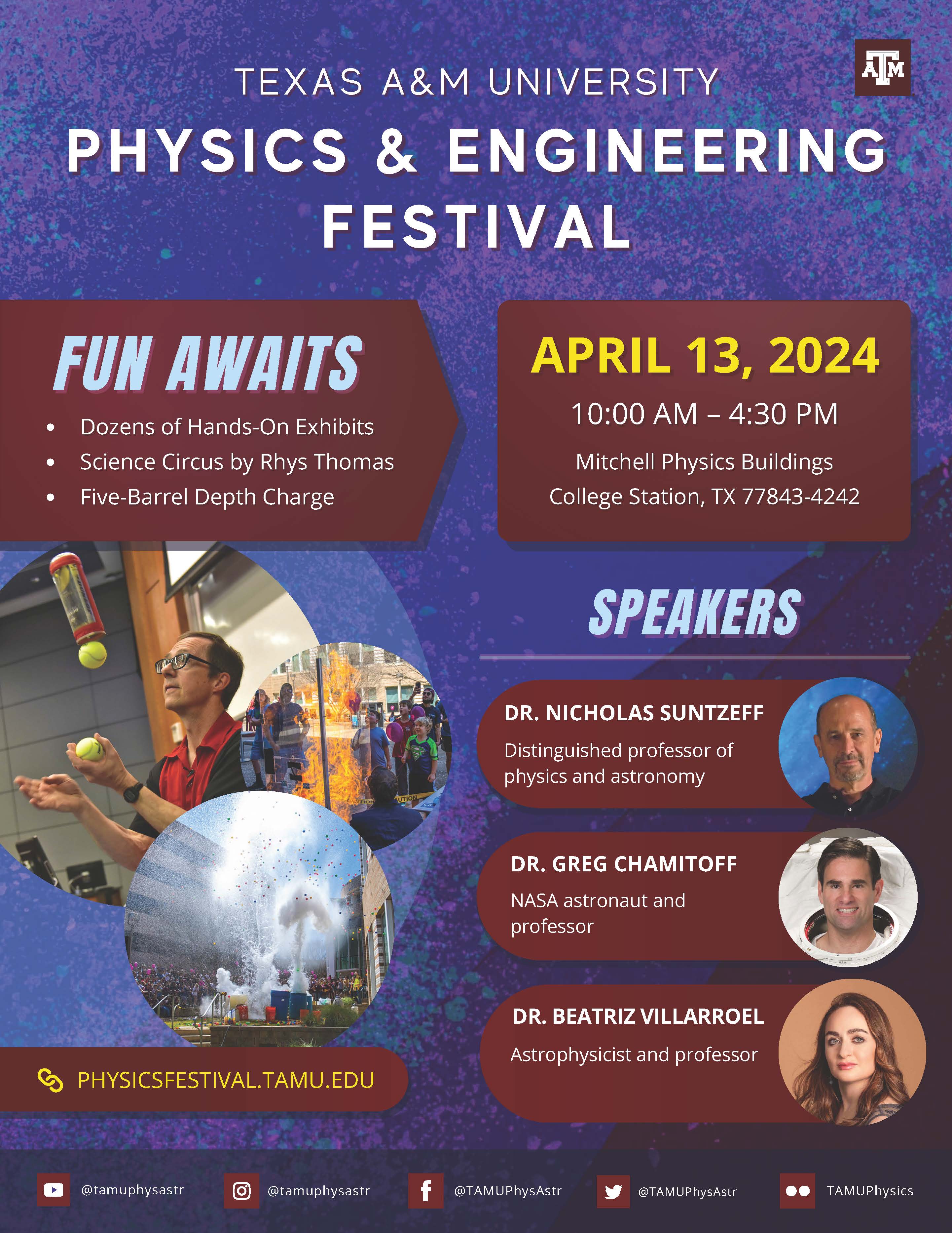 Poster promoting the 2024 Texas A&M Physics and Engineering Festival