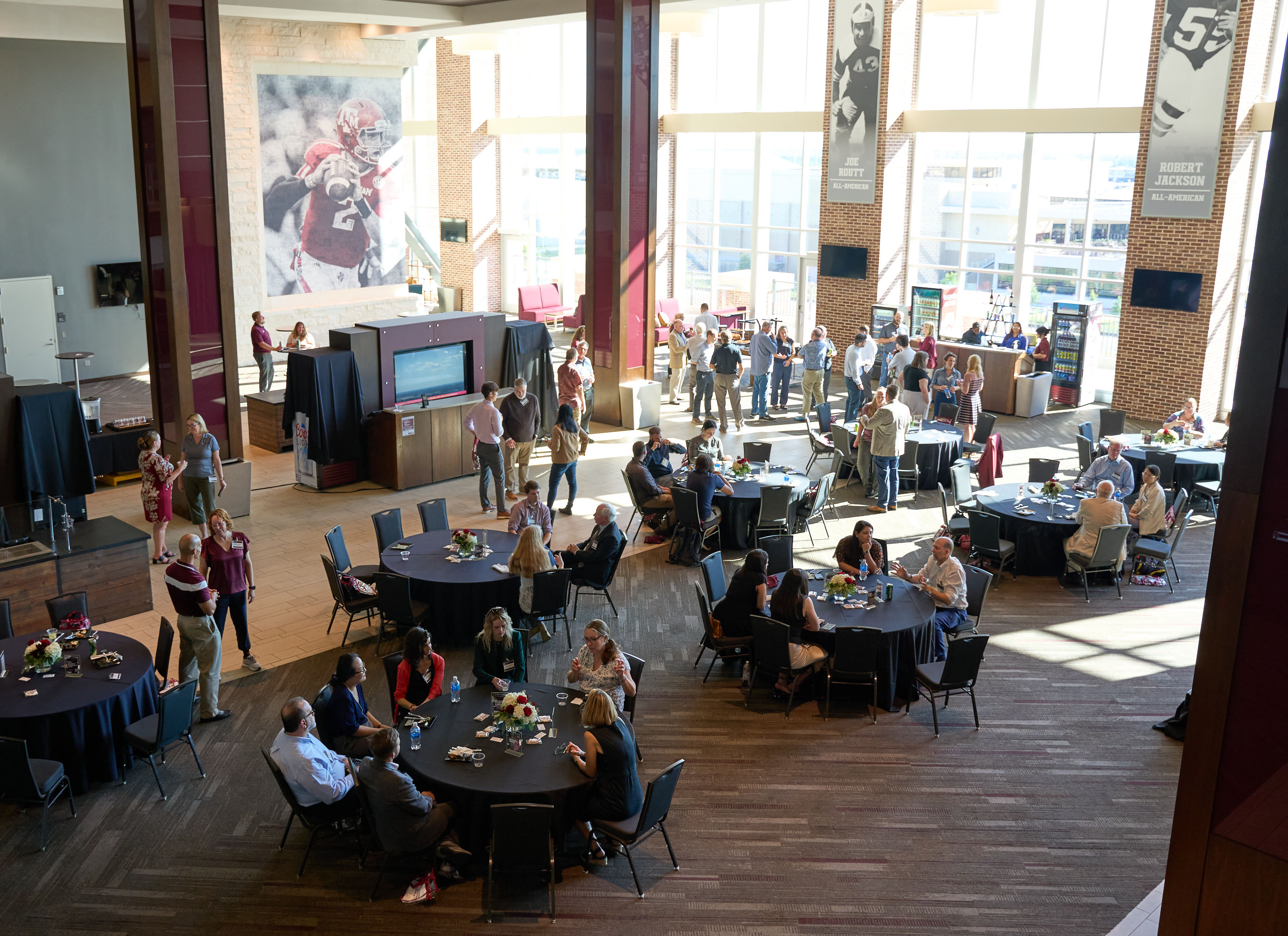 Wide angle perspective of the All-American Club at Kyle Field, which was the site of the 2024 College of Arts and Sciences New Faculty Welcome Reception on September 12, 2024, on the Texas A&M University campus
