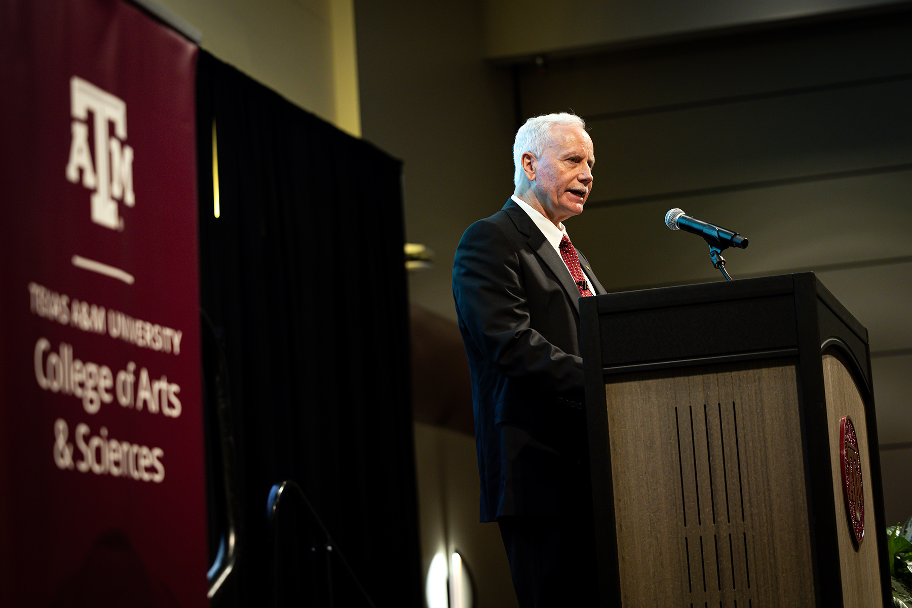 Dr. Mark J. Zoran, dean of the College of Arts and Sciences at Texas A&M University, delivers a State of the College address on September 24, 2024, in the Memorial Student Center's Bethancourt Ballroom