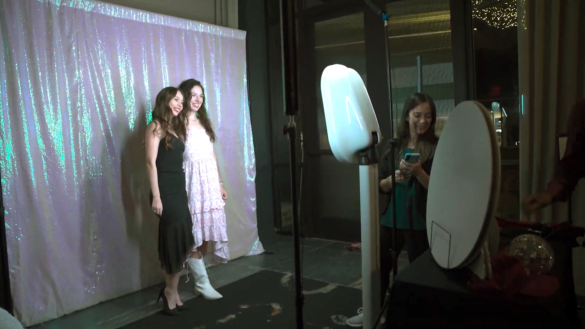Guests enjoy the photobooth at the Texas A&M Oceanography 75th Anniversary Gala, held September 20, 2024, at The George Hotel in College Station, Texas